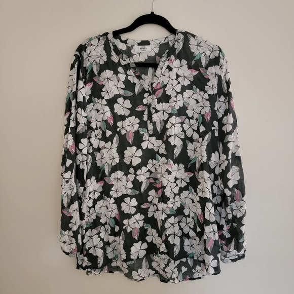 Gina Benotti Long Sleeve Floral V-neck Blouse - Picture 1 of 8
